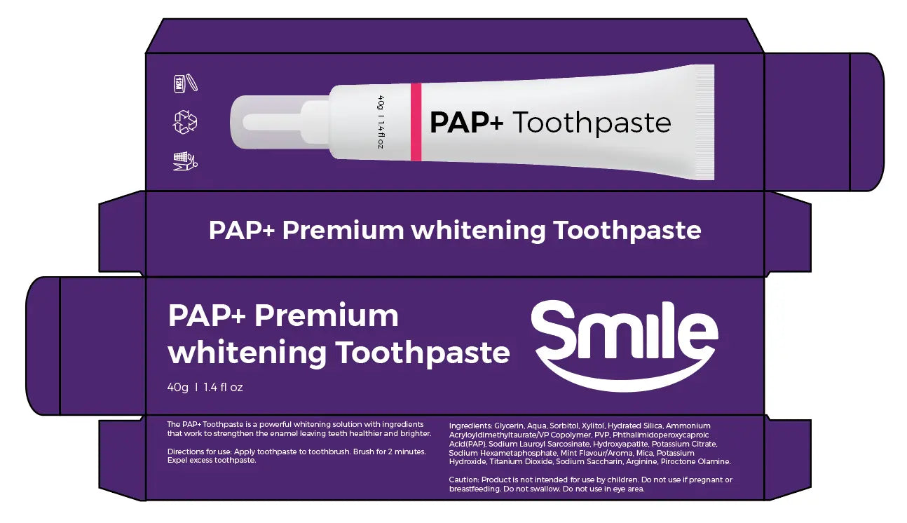 PAP+ Premium Whitening Toothpaste – Smile